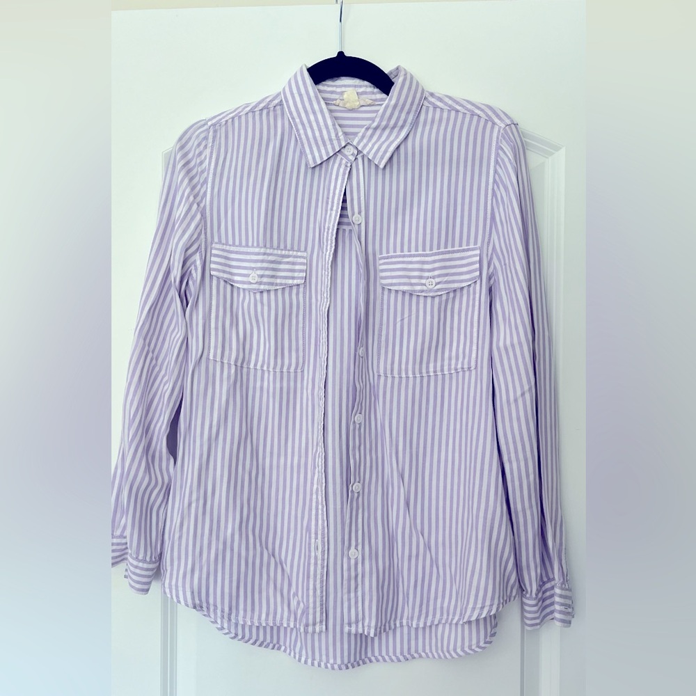 Purple pinstripe button down, cotton lightweight casual / work